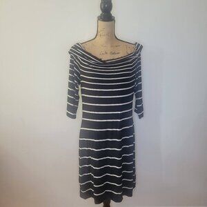 White House Black Market Dress Size Large Off Shoulder Striped